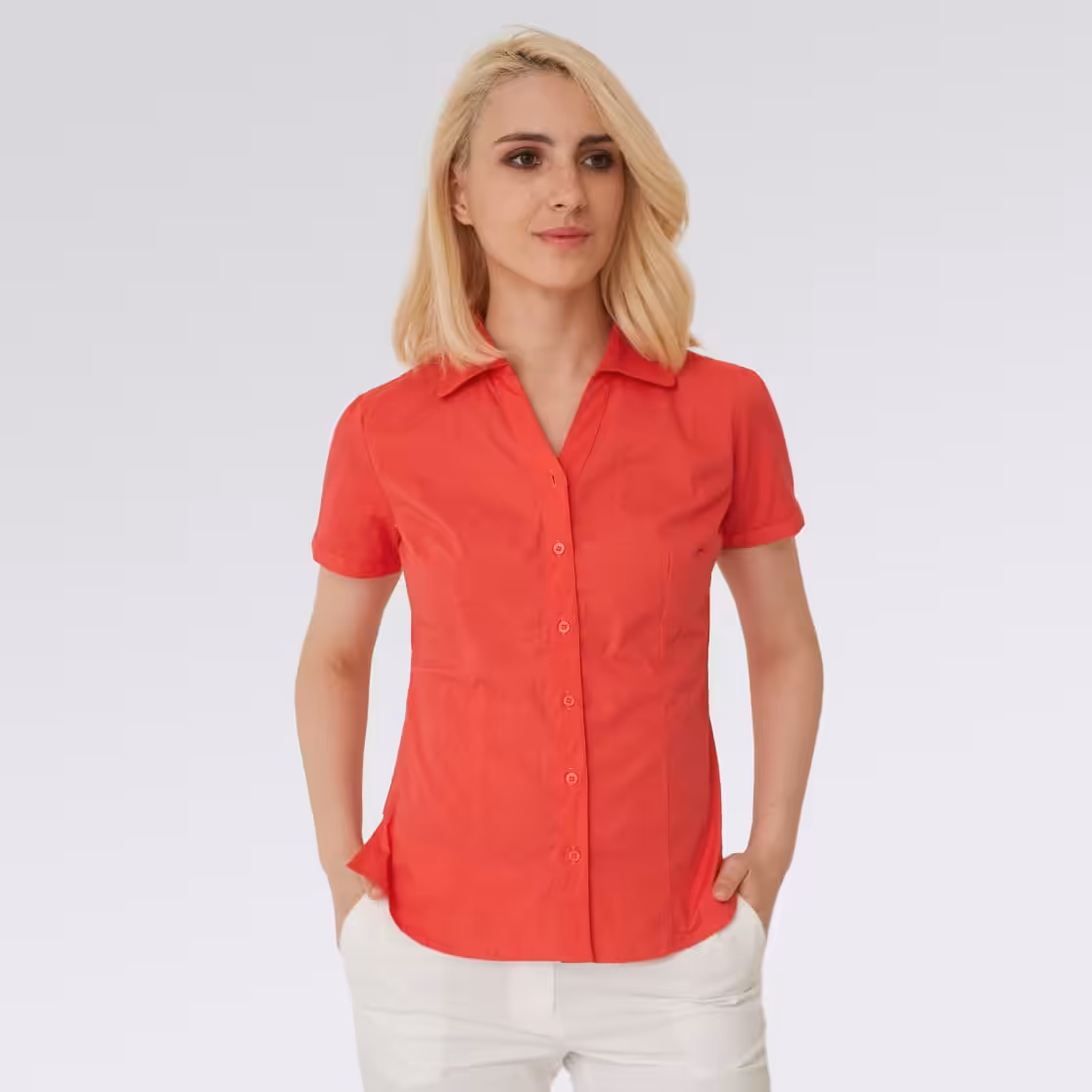Blusa cuello V manga corta