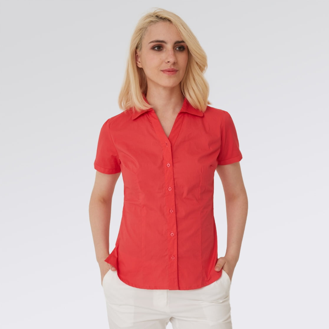 Blusa cuello V manga corta